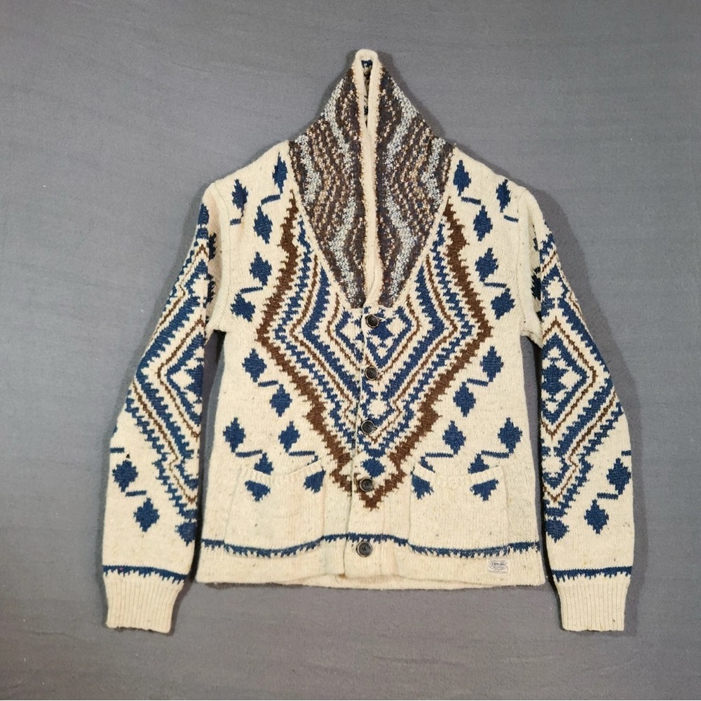 Ralph Lauren Denim Supply Southwestern Shawl Cardigan Sweater Large Aztec Navajo